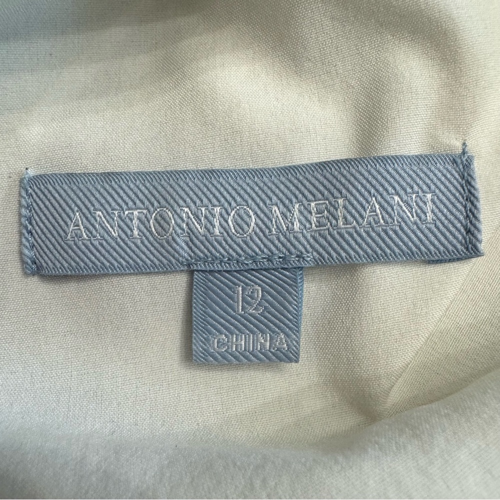Antonio Melani LINEN Blend Selene Tropical Print One Shoulder Belted Dress Sz 12 - Picture 15 of 16